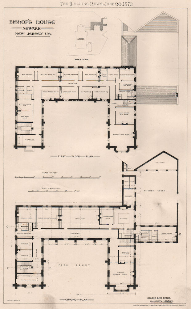 Bishop's House, Newark, New Jersey, U.S.; Goldie & Child Archts, London 1873
